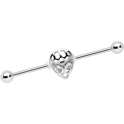 14G Clear CZ Gem Openwork Alien Industrial Barbell 38mm