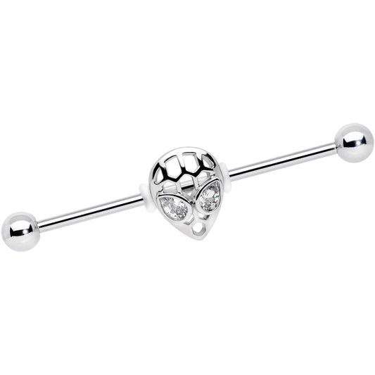 14G Clear CZ Gem Openwork Alien Industrial Barbell 38mm
