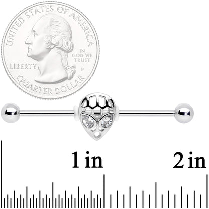 14G Clear CZ Gem Openwork Alien Industrial Barbell 38mm