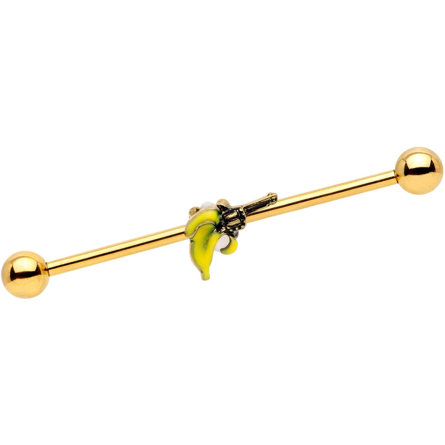 14G Gold Tone Banana Peel Gun Industrial Barbell 38mm