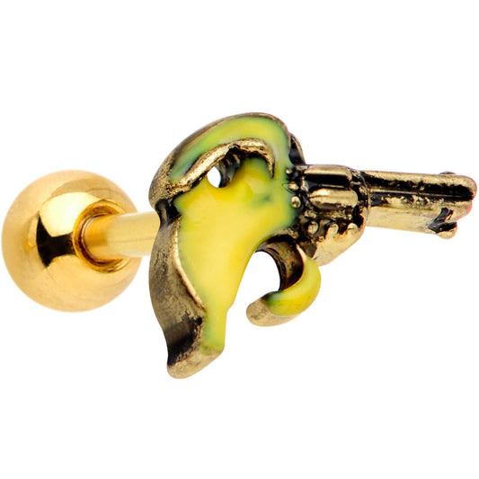 16G 1/4 Gold Tone Banana Peel Gun Cartilage Tragus Earring