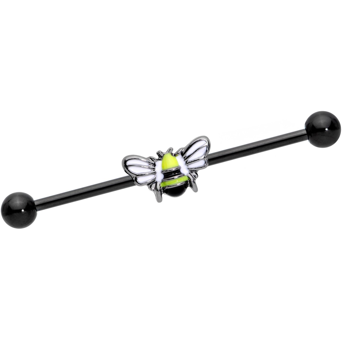 14G Black Blissful Bumblebee Industrial Barbell 38mm