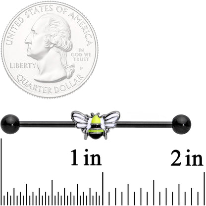 14G Black Blissful Bumblebee Industrial Barbell 38mm