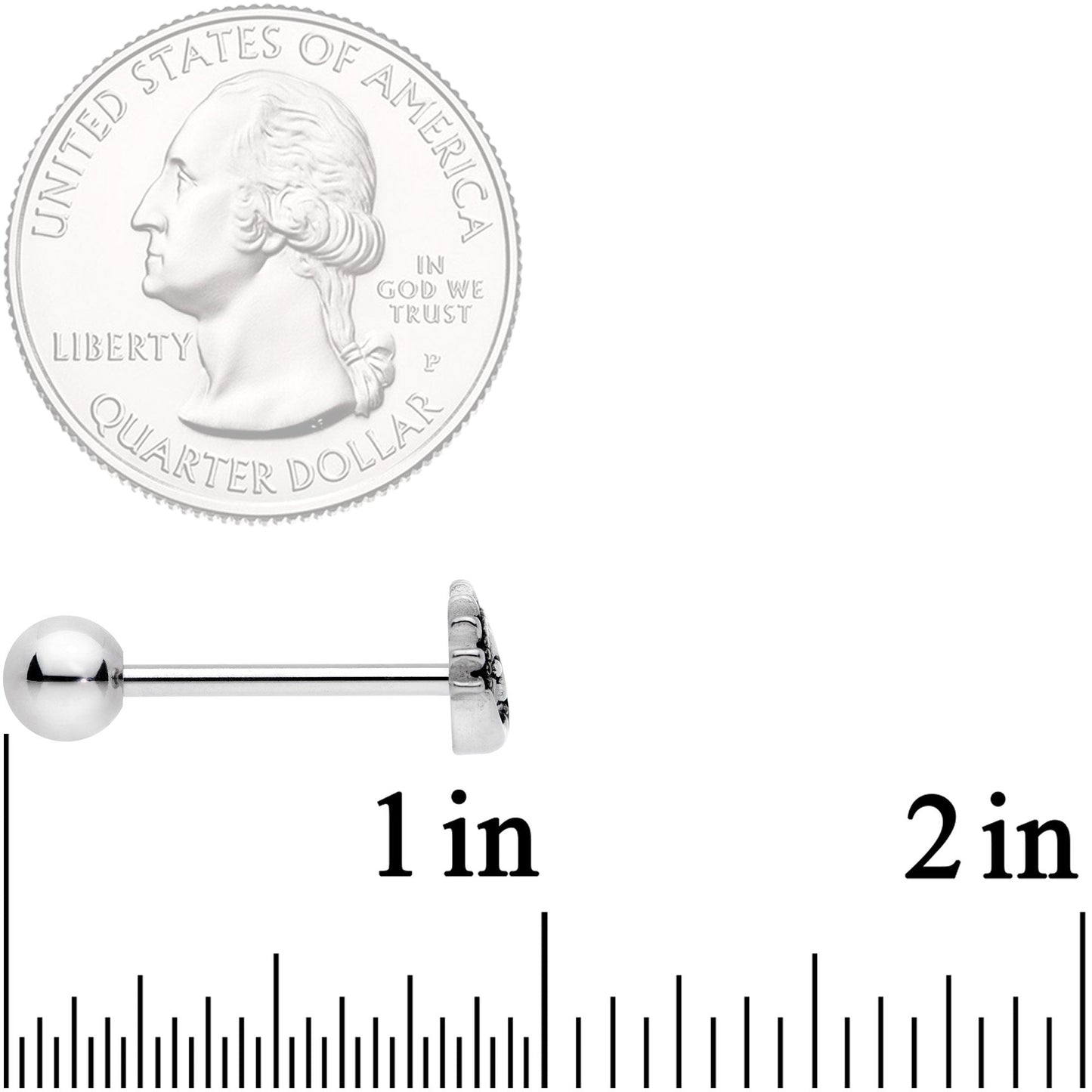 Celestial Romance Sun and Moon Barbell Tongue Ring