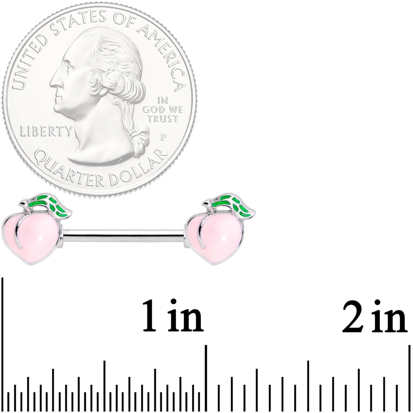 14G 9/16 Sweet Sweet Peach Barbell Nipple Ring Set