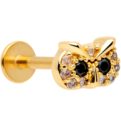 16G 5/16 Clear CZ Gem Gold Tone Wise Owl Labret Monroe Tragus