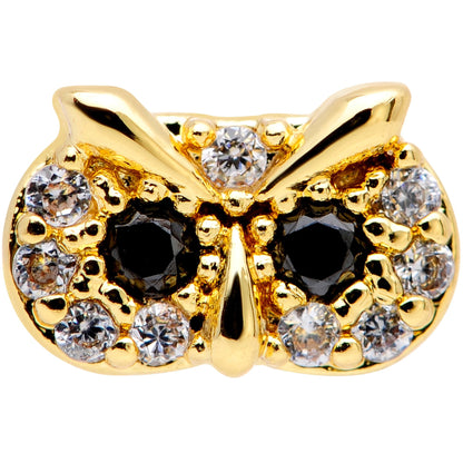 16G 5/16 Clear CZ Gem Gold Tone Wise Owl Labret Monroe Tragus