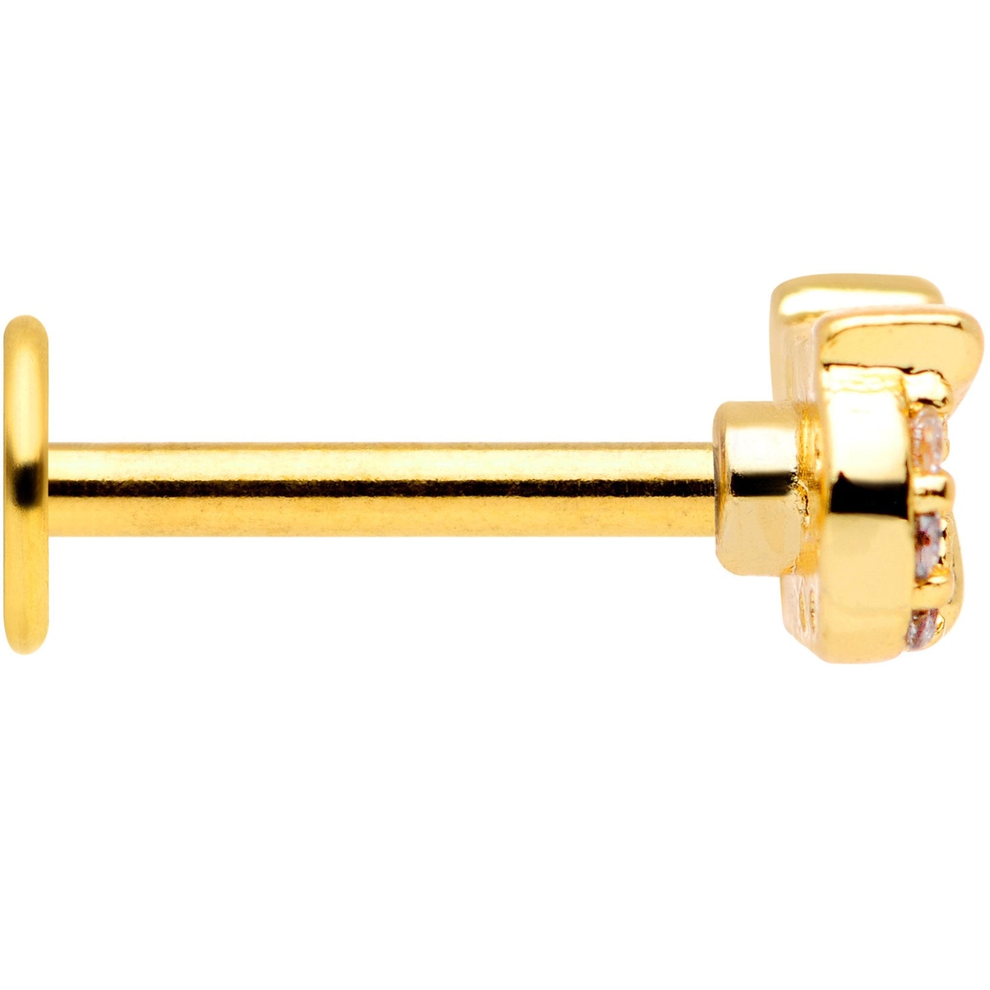 16G 5/16 Clear CZ Gem Gold Tone Wise Owl Labret Monroe Tragus