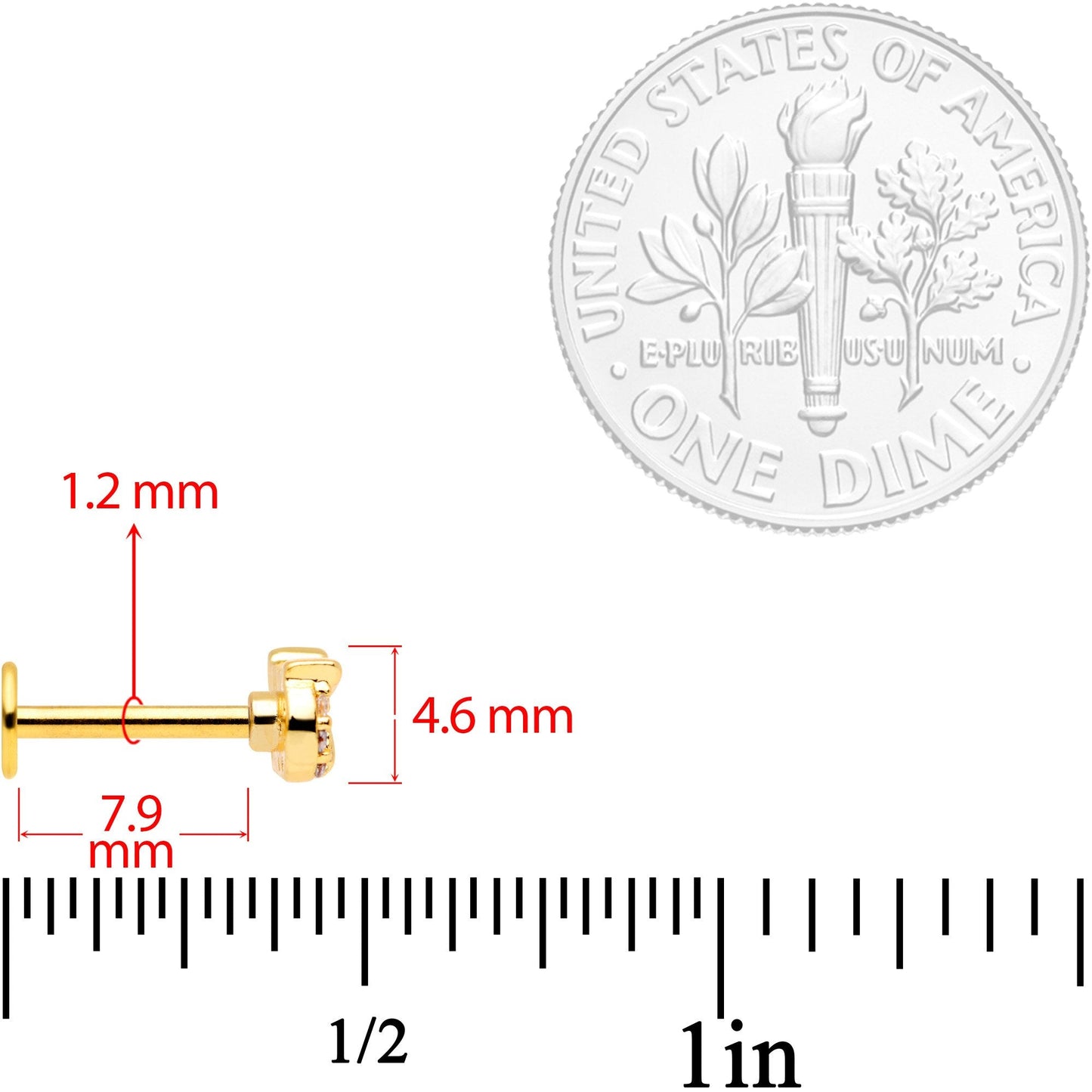 16G 5/16 Clear CZ Gem Gold Tone Wise Owl Labret Monroe Tragus