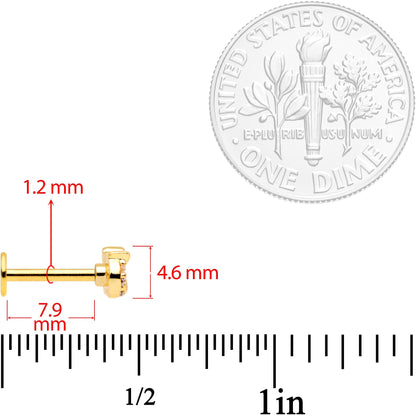 16G 5/16 Clear CZ Gem Gold Tone Wise Owl Labret Monroe Tragus