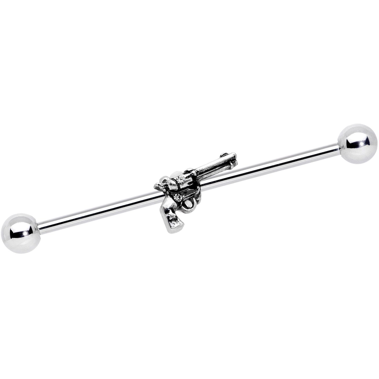 14G Clear Gem Under the Gun Industrial Barbell 38mm