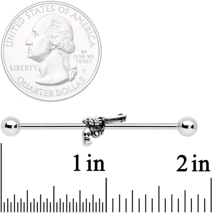 14G Clear Gem Under the Gun Industrial Barbell 38mm