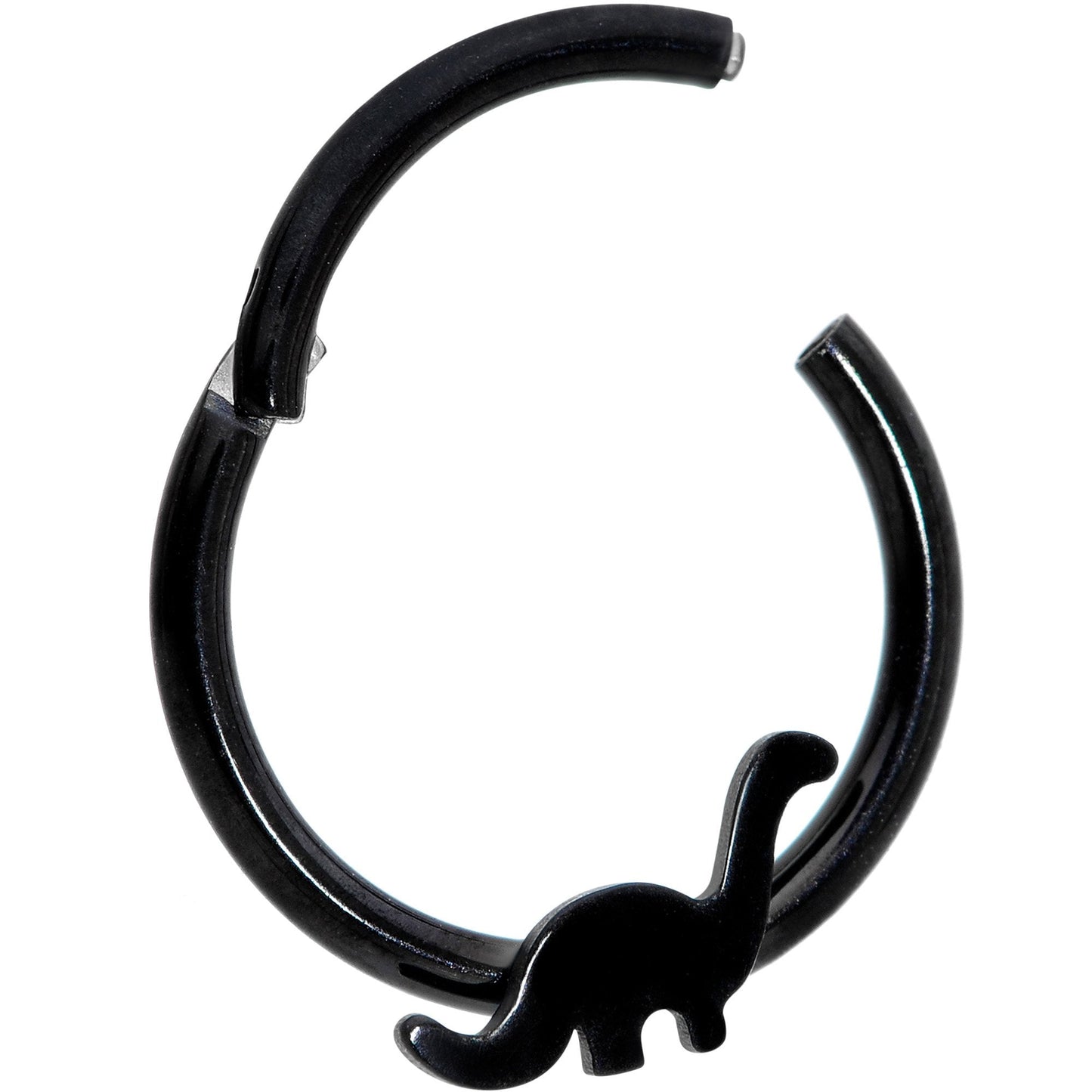 16G 3/8 Black Brontosaurus Dinosaur Hinged Segment Ring