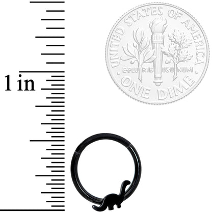 16G 3/8 Black Brontosaurus Dinosaur Hinged Segment Ring
