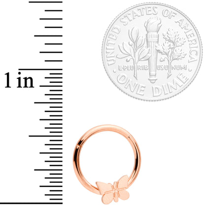16G 3/8 Rose Gold Tone Spring Butterfly Hinged Segment Ring