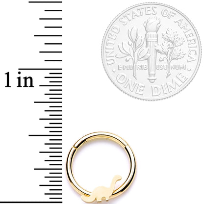 16G 3/8 Gold Tone Tiny Dinosaur Hinged Segment Ring