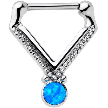 16G 5/16 Blue Faux Opal V Shape Septum Clicker