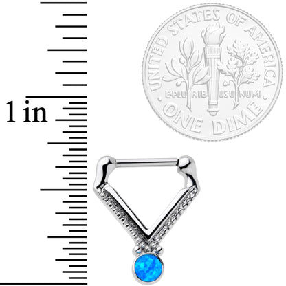 16G 5/16 Blue Faux Opal V Shape Septum Clicker