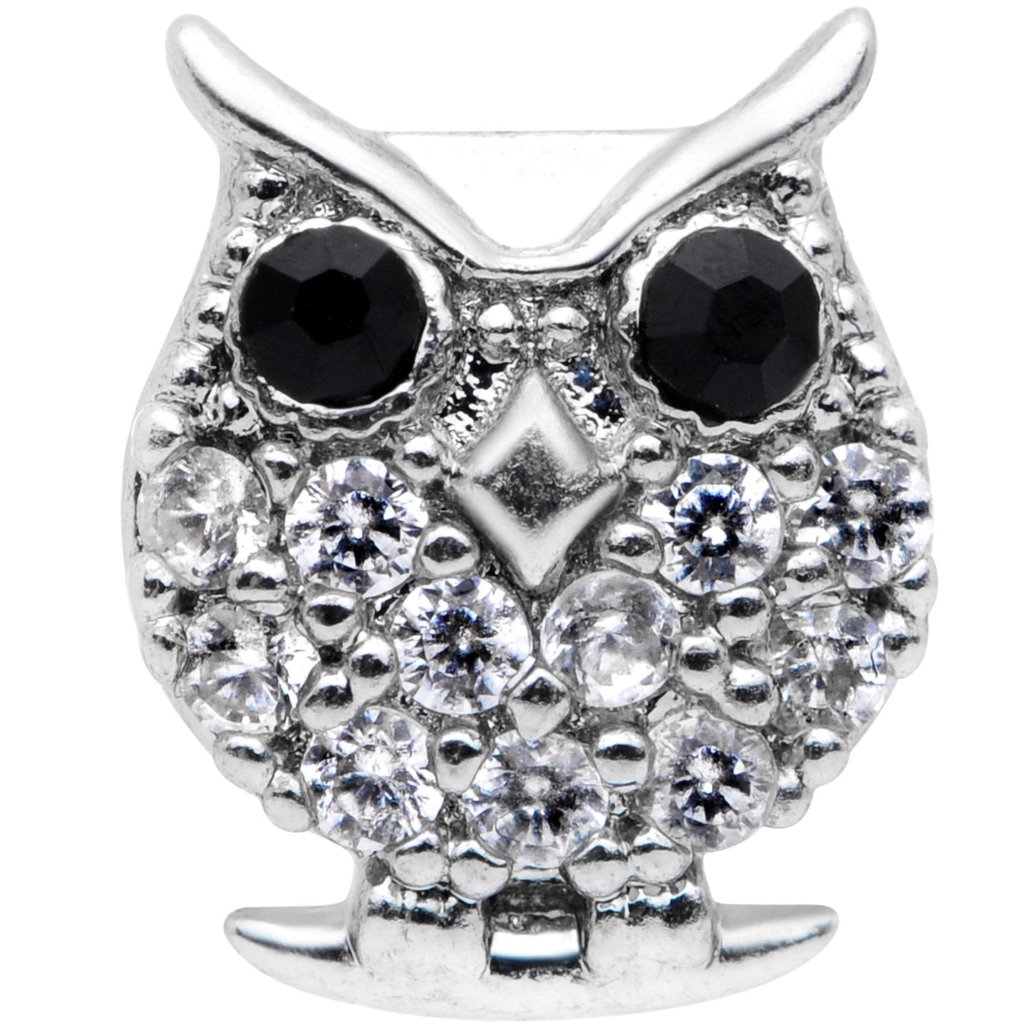 16G 5/16 Clear Black CZ Gem Round Owl Labret Monroe Tragus