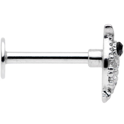 16G 5/16 Clear Black CZ Gem Round Owl Labret Monroe Tragus