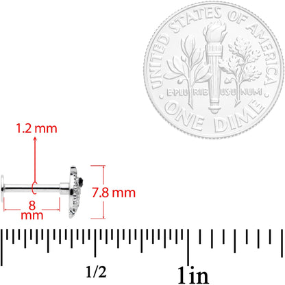 16G 5/16 Clear Black CZ Gem Round Owl Labret Monroe Tragus