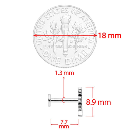 16G 5/16 Clear Gem Feather Internally Threaded Labret Set of 3