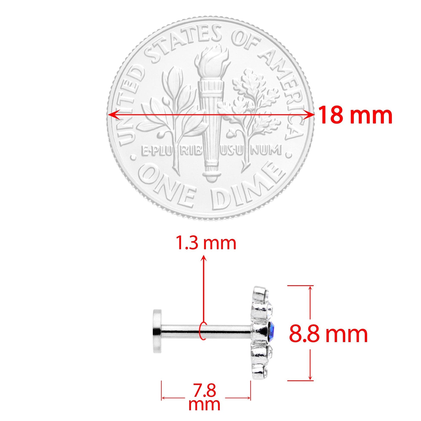 16G 5/16 Faux Turquoise Ball Internally Threaded Labret Set of 3