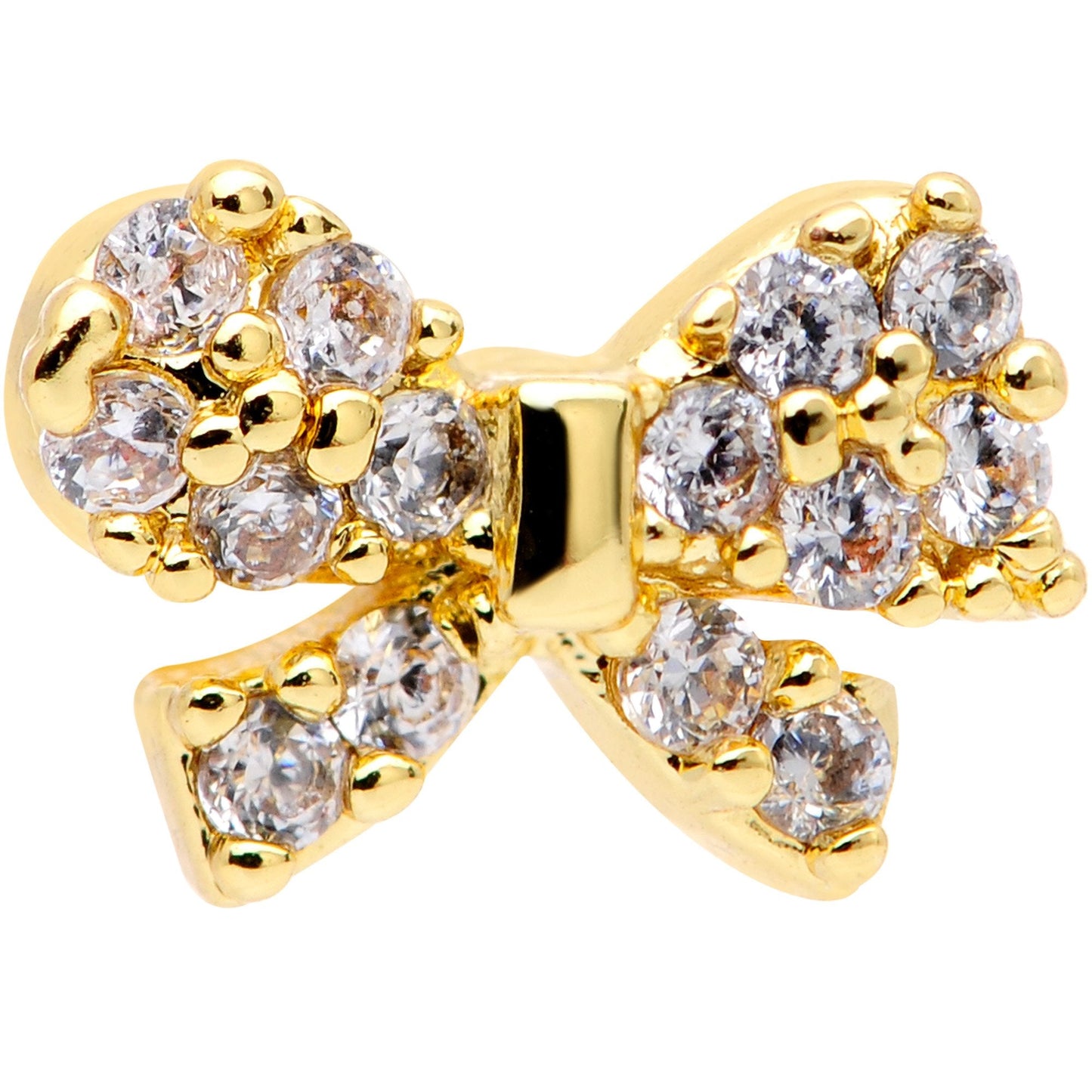 16G 5/16 Clear CZ Gem Gold Tone Holiday Bow Labret Monroe Tragus