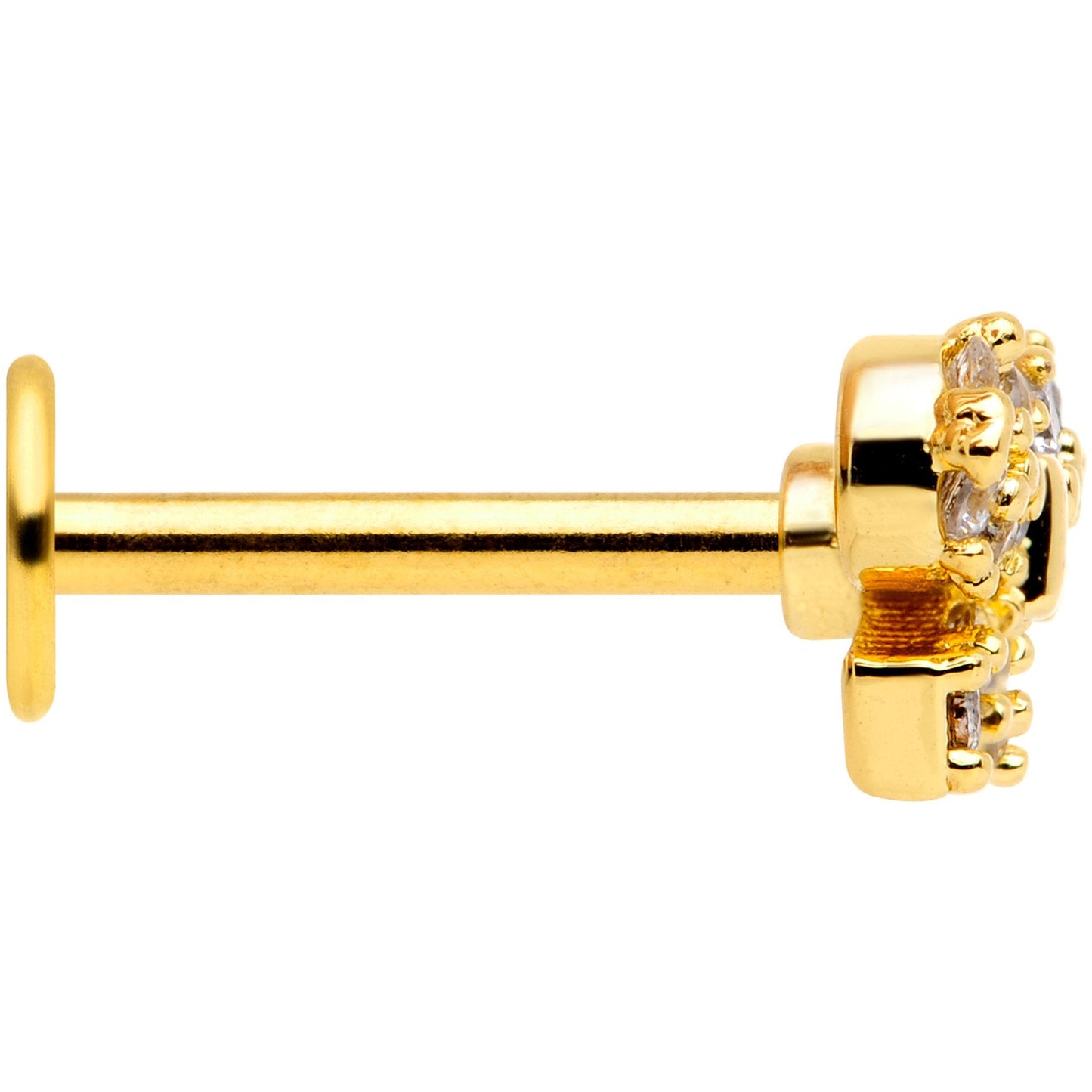 16G 5/16 Clear CZ Gem Gold Tone Holiday Bow Labret Monroe Tragus