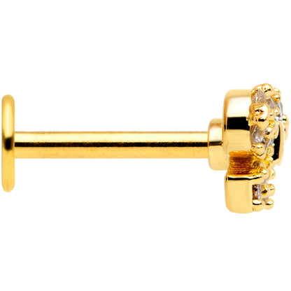 16G 5/16 Clear CZ Gem Gold Tone Holiday Bow Labret Monroe Tragus