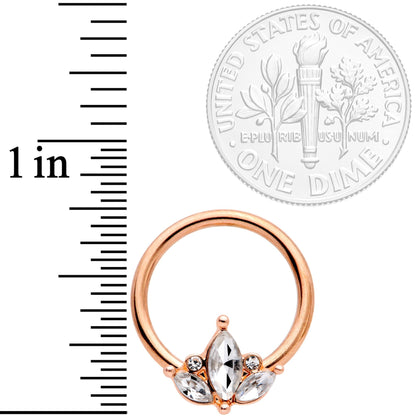 14G 0.51 inch Clear CZ Rose Gold Tone Crest BCR Captive Ring Set of 3