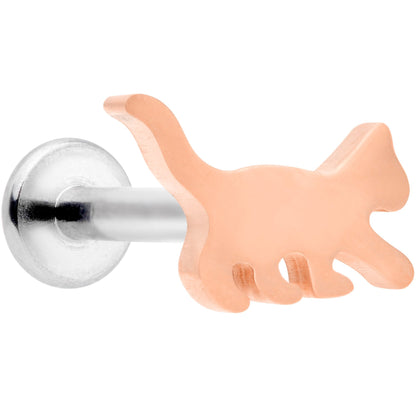 16G 5/16 Rose Gold Tone Cat Internally Threaded Labret Tragus
