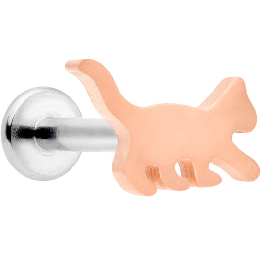 16G 5/16 Rose Gold Tone Cat Internally Threaded Labret Tragus