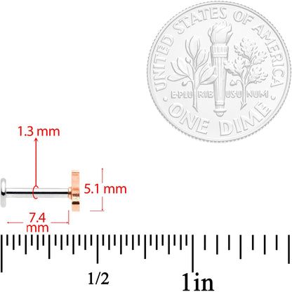 16G 5/16 Rose Gold Tone Cat Internally Threaded Labret Tragus