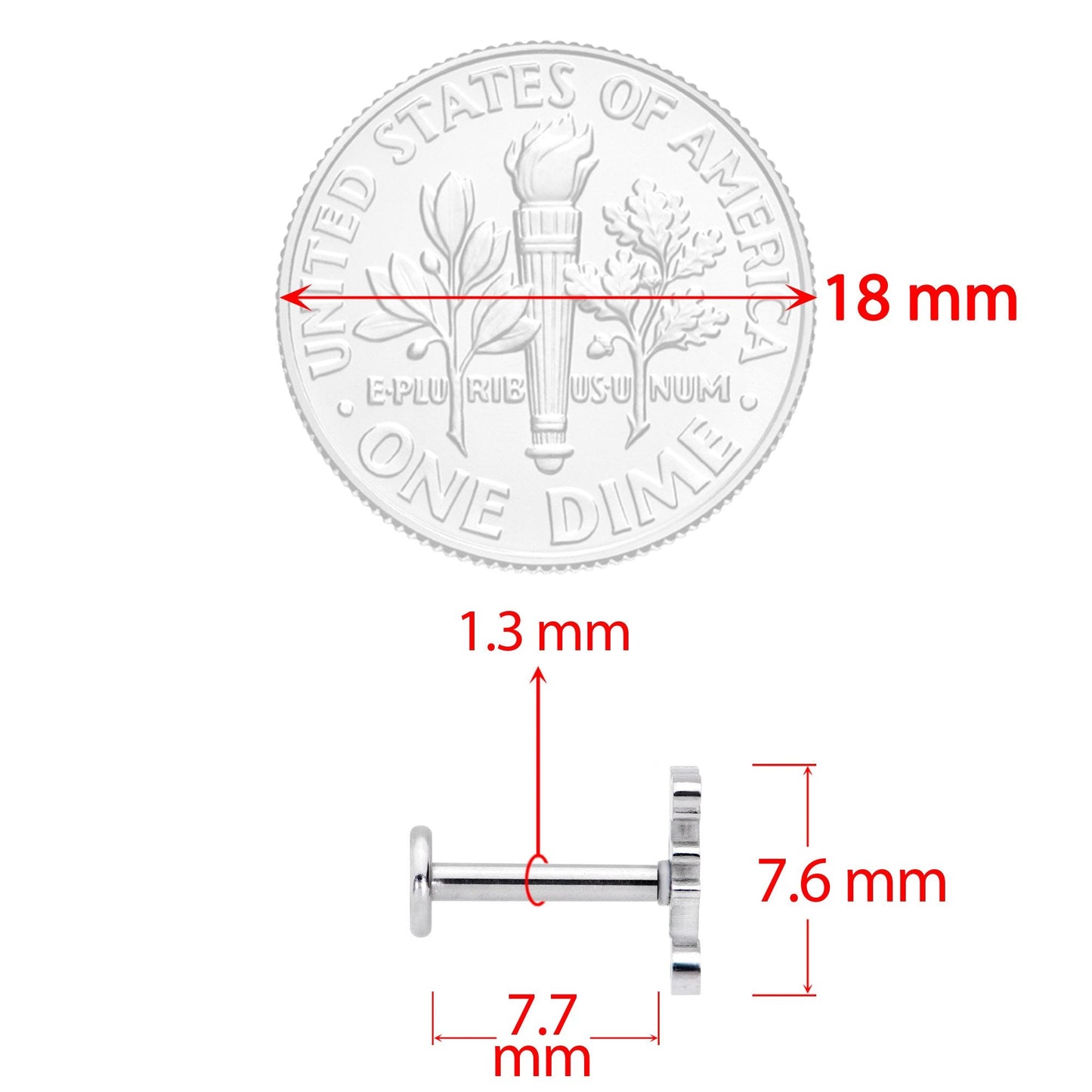 16G 5/16 Fantastic Dragon Internally Threaded Labret Tragus