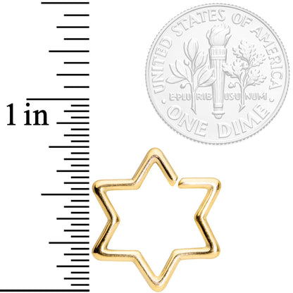 16G 5/16 Gold Tone Star of David Hexagram Closure Ring
