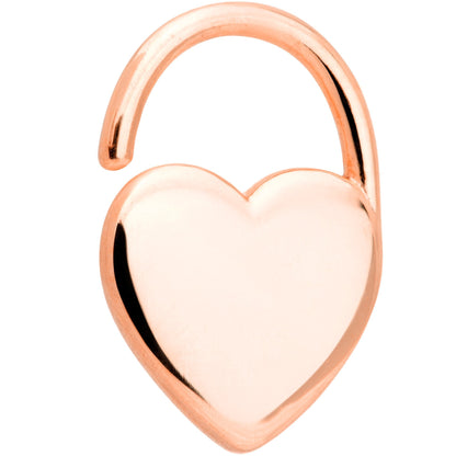 16G 5/16 Rose Gold Tone Padlock Heart Closure Ring