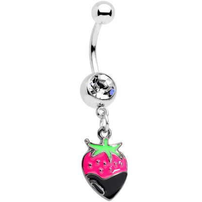Clear Gem Yummy Chocolate Strawberry Dangle Belly Ring