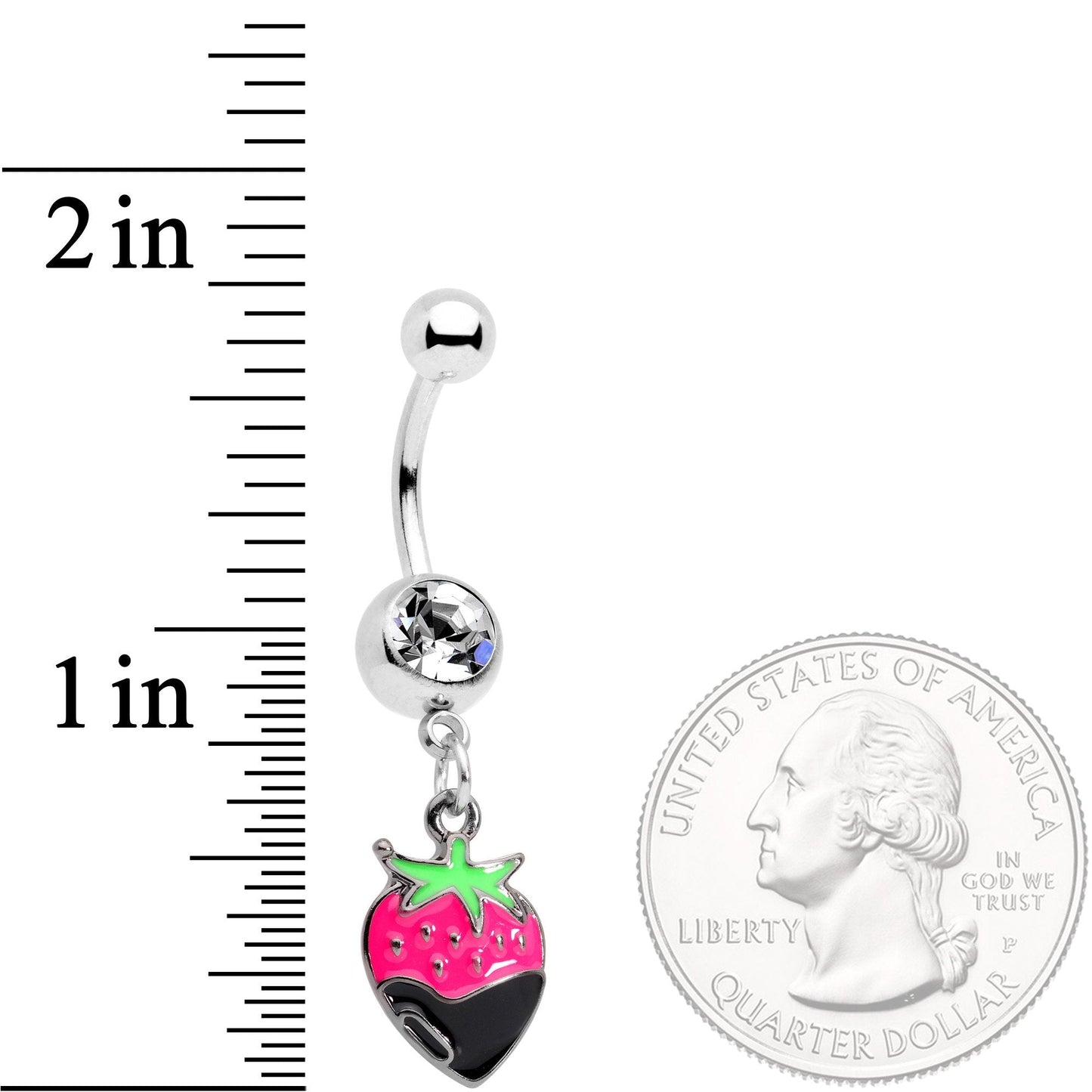 Clear Gem Yummy Chocolate Strawberry Dangle Belly Ring
