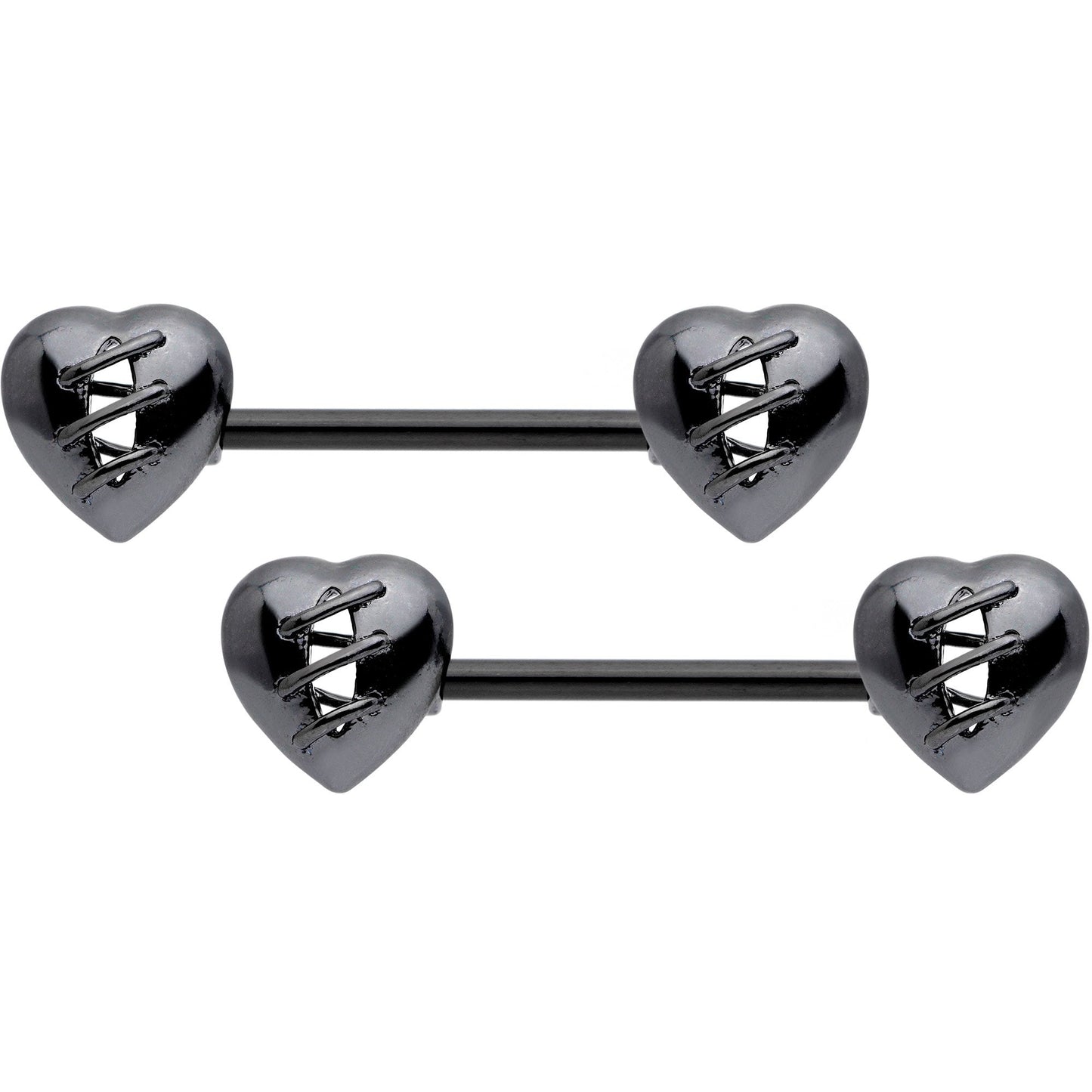 14G 9/16 Black Heal My Heart Barbell Nipple Rings