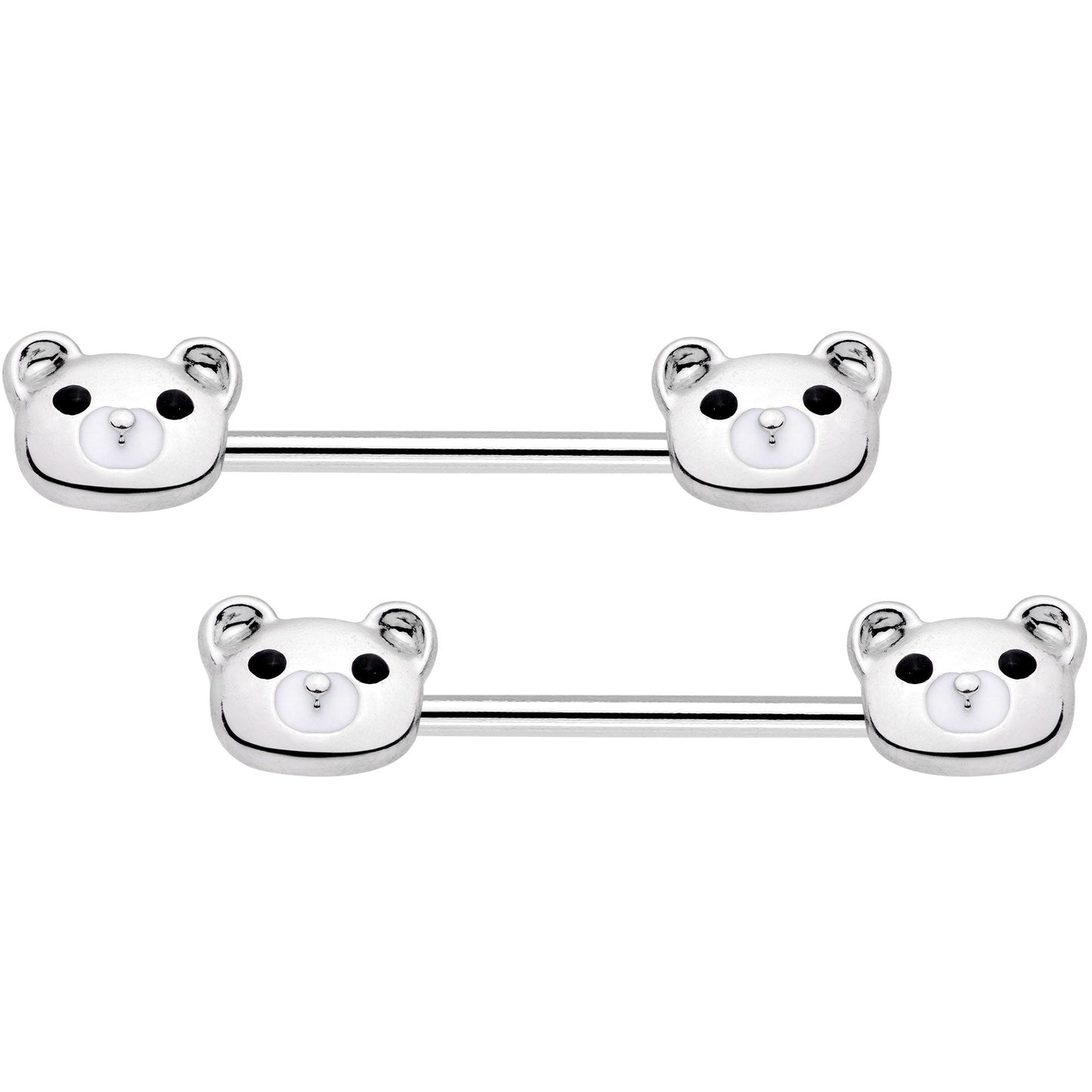 14G 9/16 Sweet Teddy Bear Barbell Nipple Ring Set