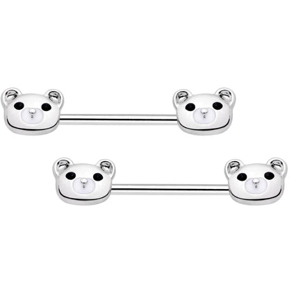 14G 9/16 Sweet Teddy Bear Barbell Nipple Ring Set