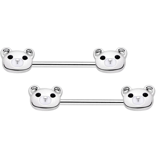 14G 9/16 Sweet Teddy Bear Barbell Nipple Ring Set