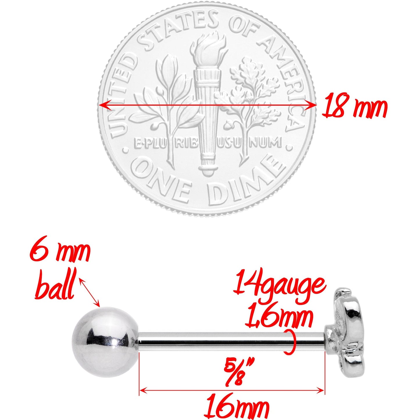 Clear Gem Loopy Openwork Butterfly Barbell Tongue Ring