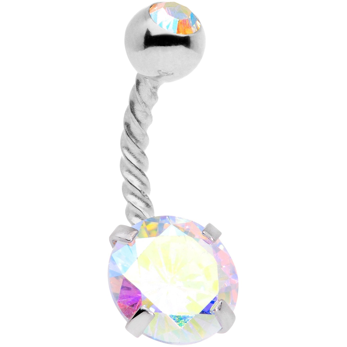 Aurora Gem Disco Ball Twisted Belly Ring Set of 3