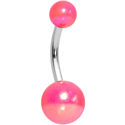 Aurora Gem Pink Pearlescent Glitter Heart Belly Ring Set of 4