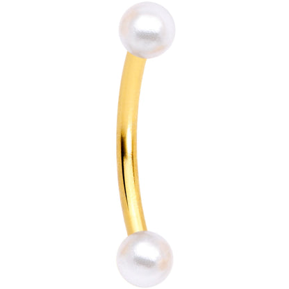 16G 5/16 Clear Gem Flower Gold Tone Curved Eyebrow Ring Set of 4