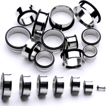 Stainless Steel Single Flare Tunnel Plug Set Available in Sizes  8G to 1