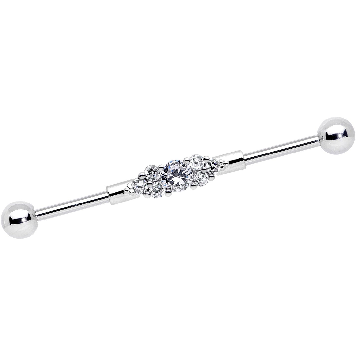 14G Clear CZ Gem Fashionista Industrial Barbell 38mm