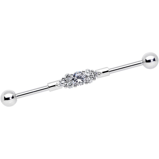 14G Clear CZ Gem Fashionista Industrial Barbell 38mm